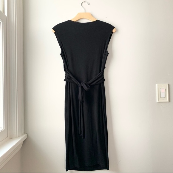 Peruvian Connection Tie Back V-Neck Sleeveless Black Dress Medium - Picture 4 of 9